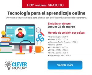 Webinar gratuito: Tecnología para el aprendizaje online. Jueves 26 de marzo a las 18:00 h CET.